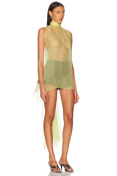 Sev Open Back Voile Top In Green