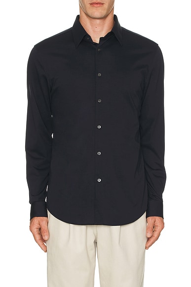 Theory Sylvain Structure Knit Shirt In Black