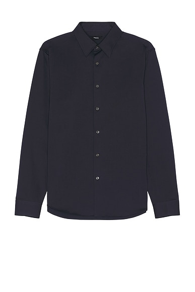 Theory Sylvain Structure Knit Shirt In Black