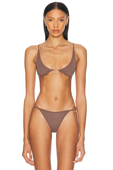 Image of Tropic of C Orb Universo Bralette Bikini Top in Driftwood - Brown. Size S (also in XS, M, L).