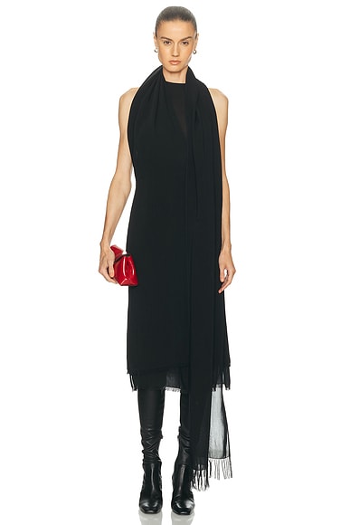 Totême Fringed Scarf Dress In Black
