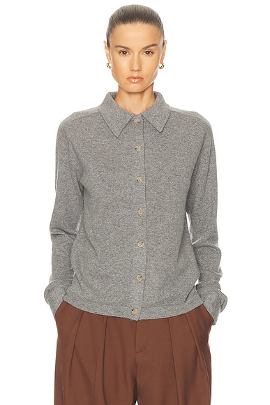 Totême Womens Relaxed-fit Buttoned-cuffs Cashmere Cardigan Dark Grey Melange Xs In Gray