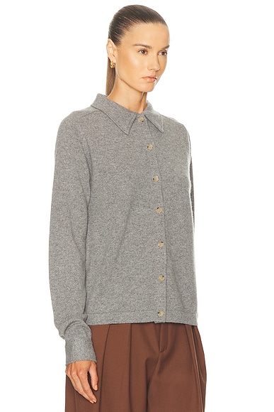 Totême Womens Relaxed-fit Buttoned-cuffs Cashmere Cardigan Dark Grey Melange Xs In Gray