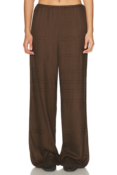 Totême Monogram Flannel Pj Trouser In Brown