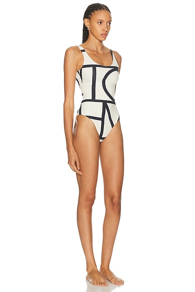 Totême Toteme One-piece Swimsuit With Lettering In White