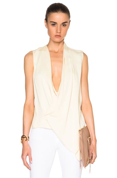 heavy matte satin asymmetric drape top