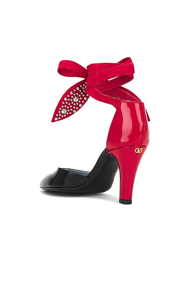 Valentino Foliefoliage Ankle Strap Pump In Red