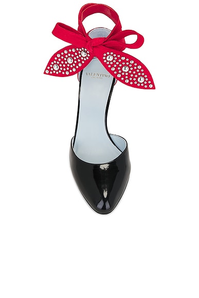 Valentino Foliefoliage Ankle Strap Pump In Red