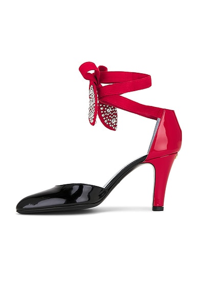 Valentino Foliefoliage Ankle Strap Pump In Red