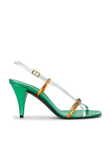 Laminated Leather Strappy Sandal