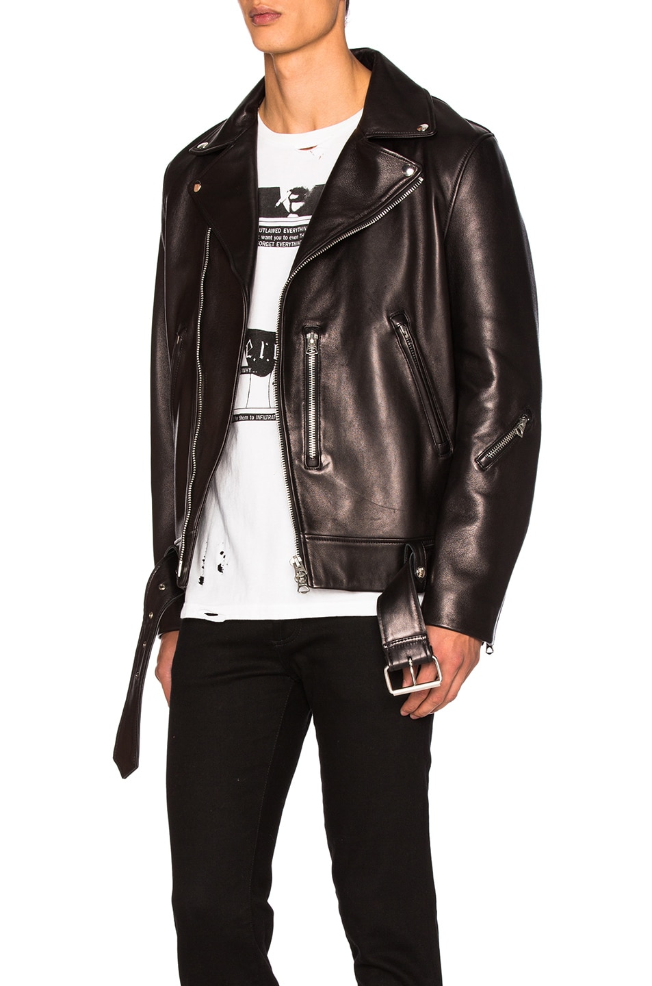 ACNE STUDIOS Nate Clean Leather Jacket, Black | ModeSens