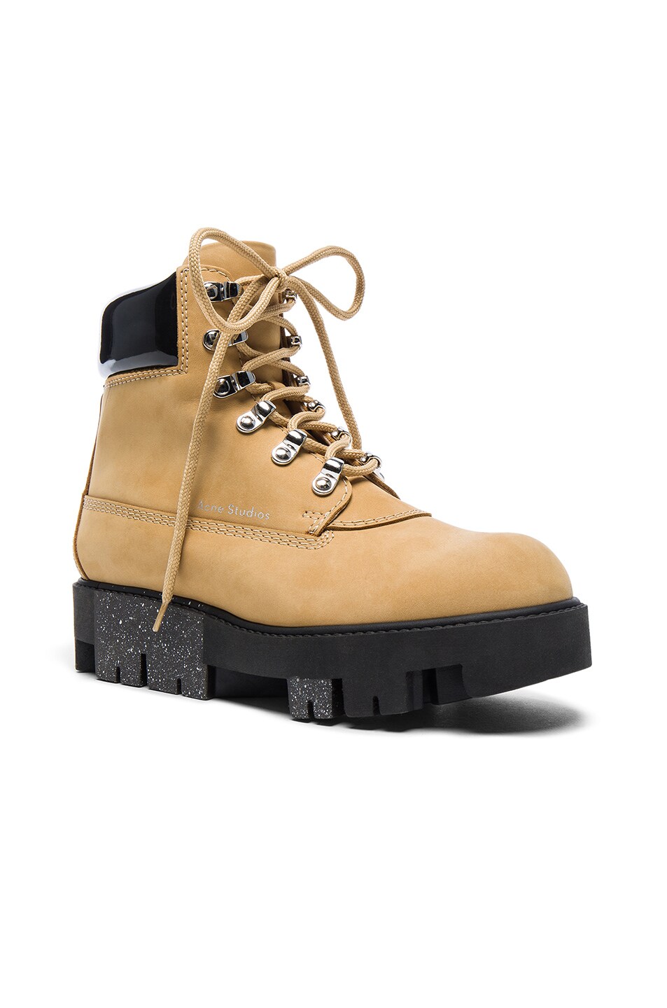 ACNE STUDIOS LEATHER TELDE BOOTS IN NEUTRALS.