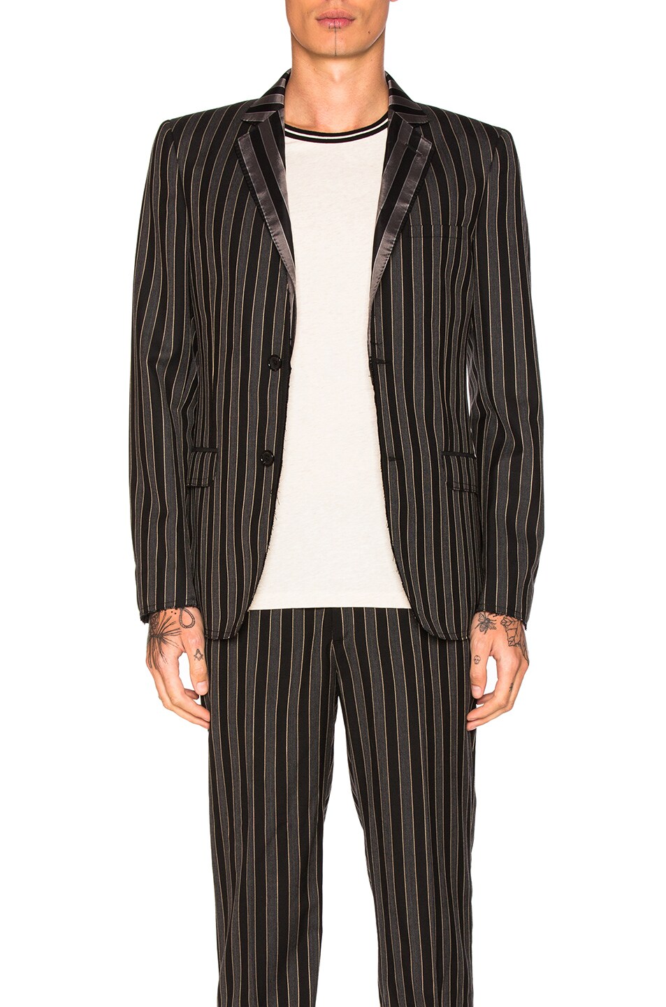 ALEXANDER MCQUEEN Stripe Tailored Jacket in Black/Grey | ModeSens