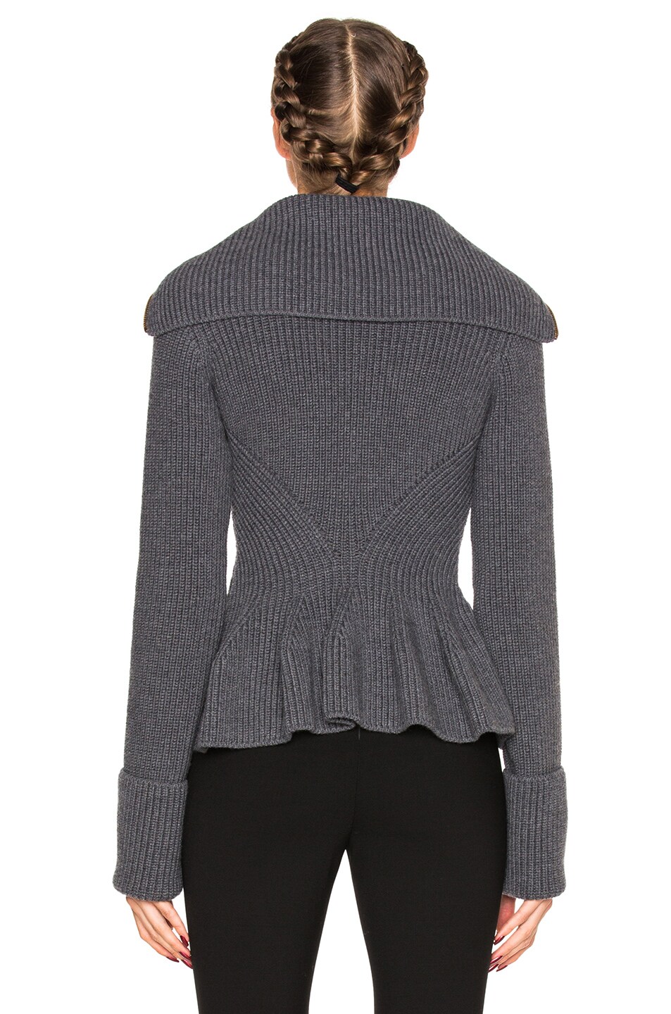 ALEXANDER MCQUEEN Peplum Rib Knit Wool Jacket