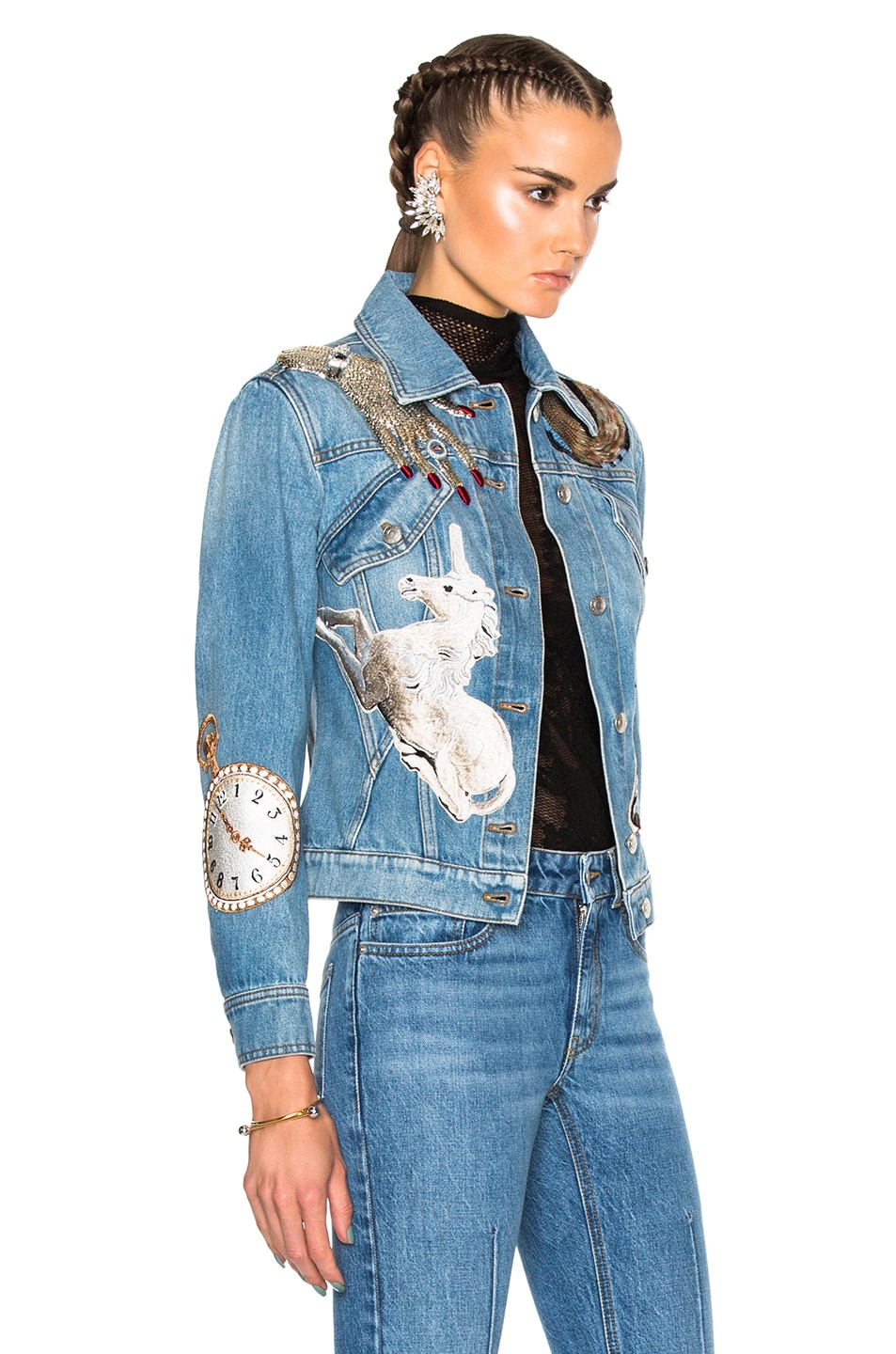 ALEXANDER MCQUEEN Sequin-Embellished Embroidered Denim Jacket