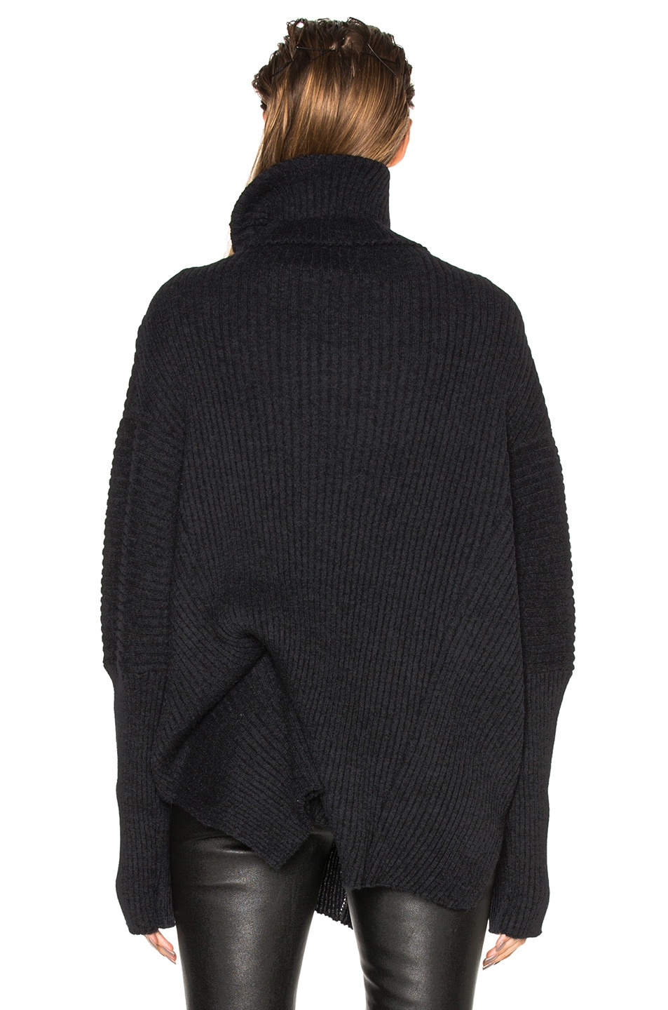ANN DEMEULEMEESTER Wool Turtleneck Asymmetric Sweater, Black - ModeSens