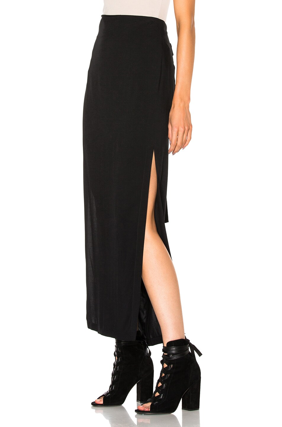 ANN DEMEULEMEESTER Belted Column Skirt in Black | ModeSens