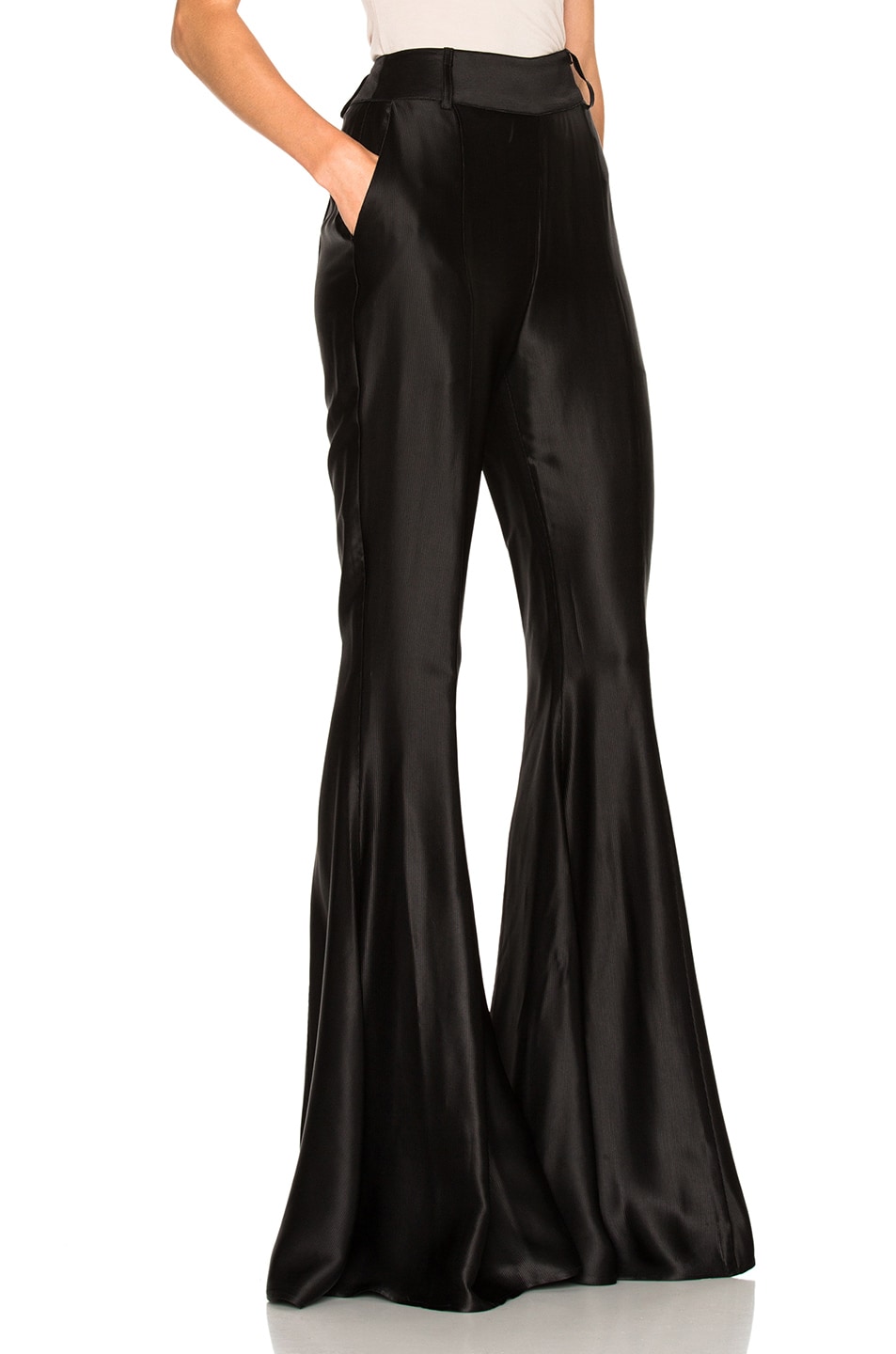 BEAUFILLE Navi Satin-Jacquard Flared Pants in Black | ModeSens