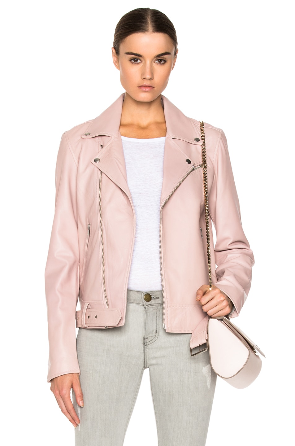 BLK DNM Leather Jacket 18 in Dusty Pink | FWRD