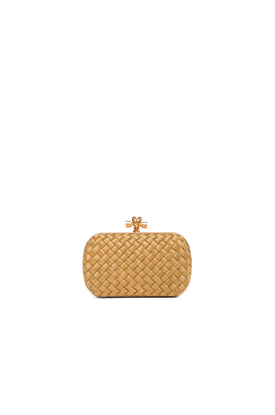 BOTTEGA Metal Intrecciato Knot Frame Clutch, Golden ModeSens