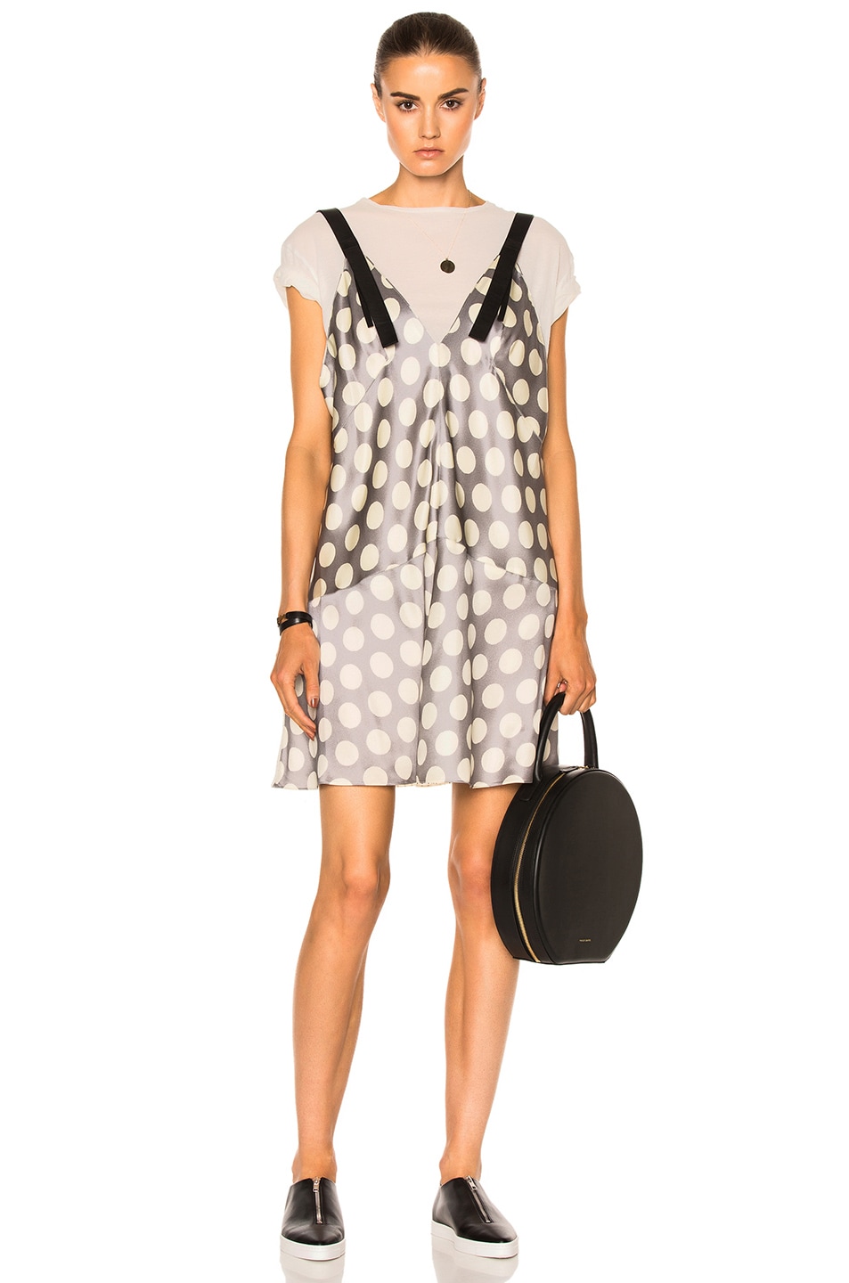 calvin klein sleeveless polka dot pleat neck tan