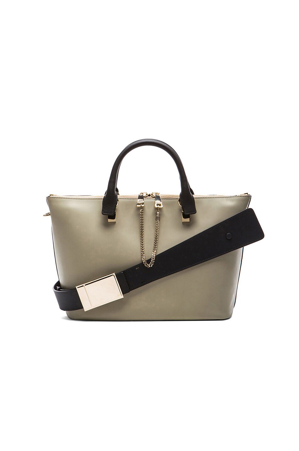 Chloe Medium Baylee Handbag in Marshmallow Grey \u0026amp; Black | FWRD