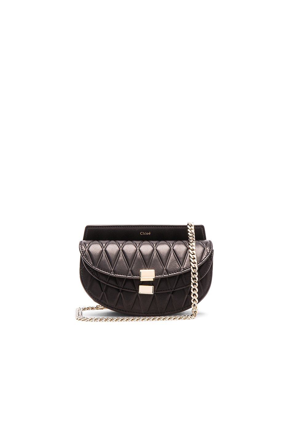 CHLO Georgia Diamond-Embossed Leather Crossbody Bag