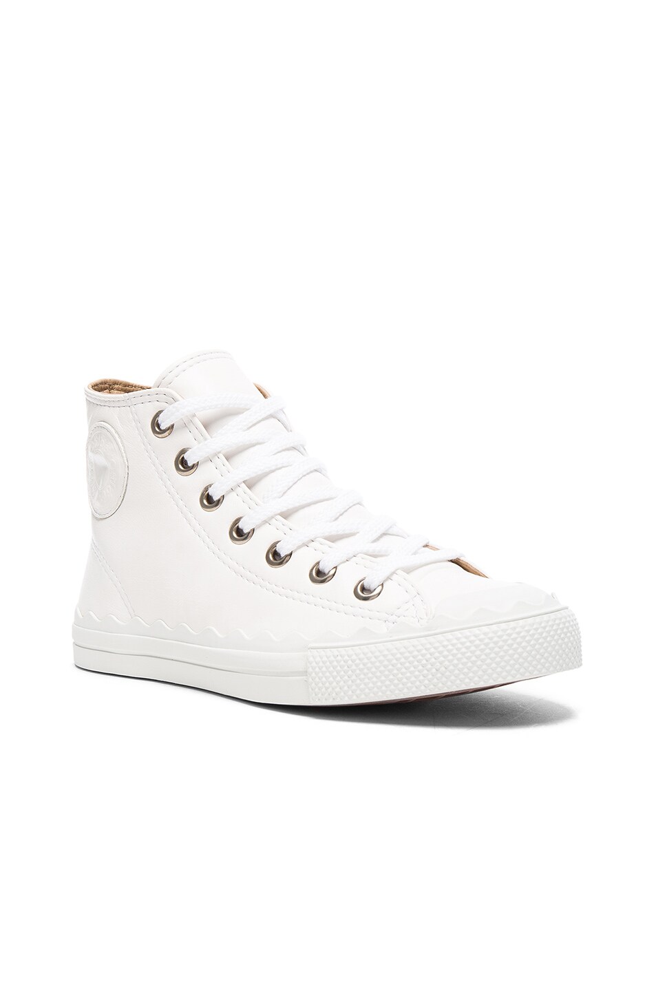 CHLOÉ CHLOE LEATHER KYLE SNEAKERS IN WHITE