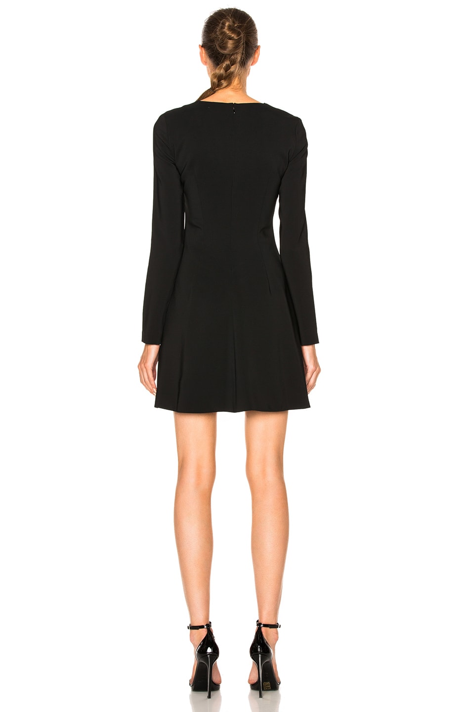 CUSHNIE ET OCHS Lace-Up Long-Sleeve Fit-&-Flare Dress, Black | ModeSens