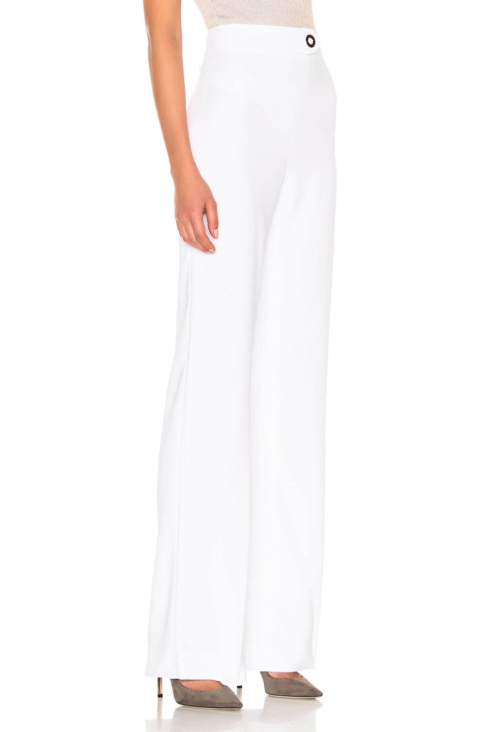 CUSHNIE ET OCHS High-Waist Snap-Detail Wide-Leg Pants, White | ModeSens