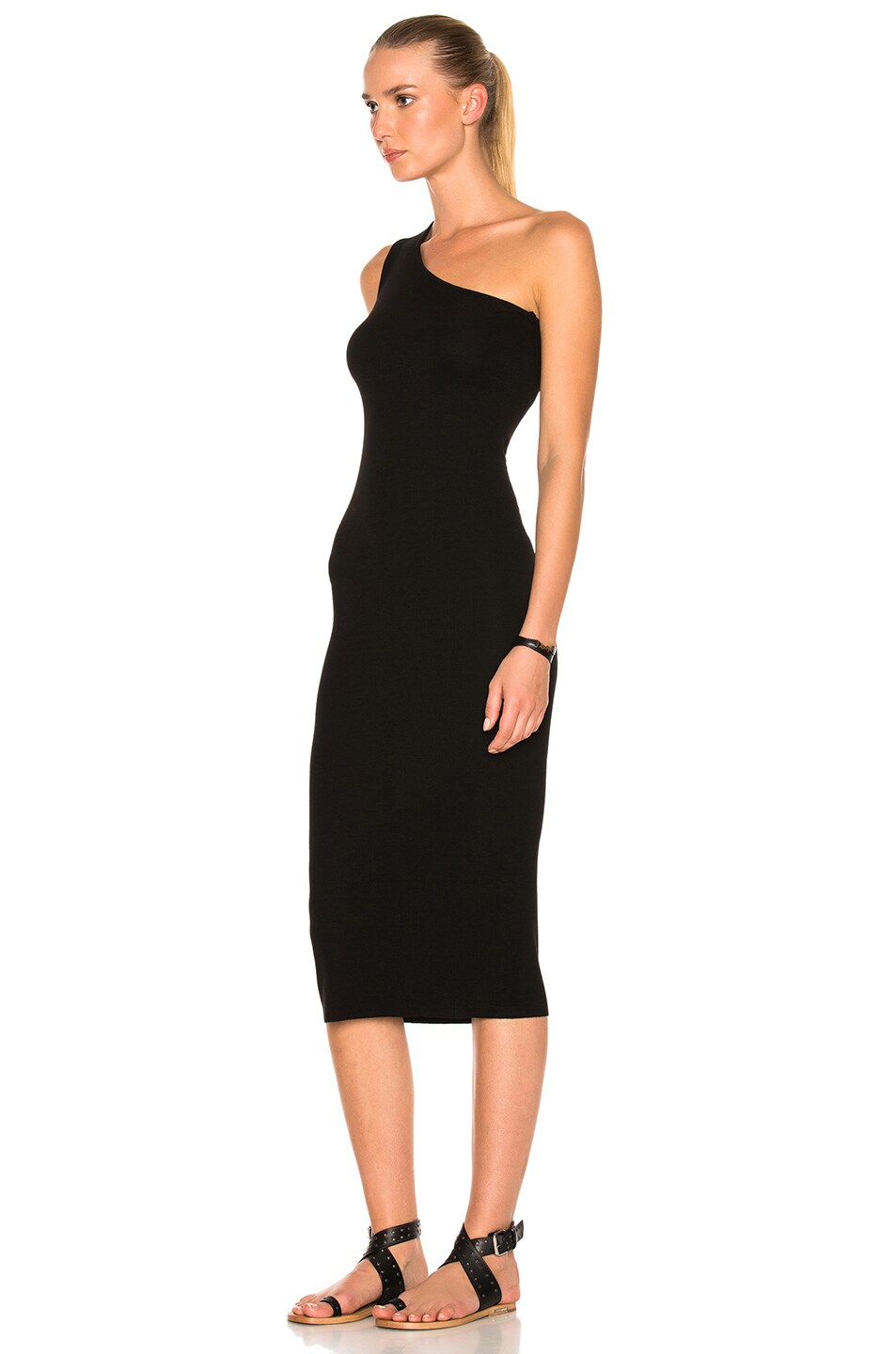 ENZA COSTA Rib One Shoulder Midi Dress