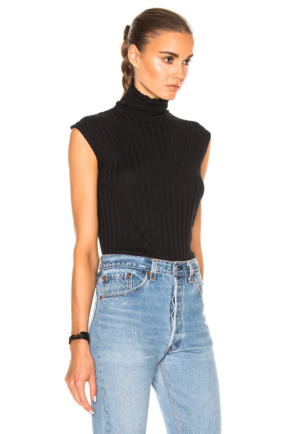ENZA COSTA Cashmere Sleeveless Turtleneck Tee