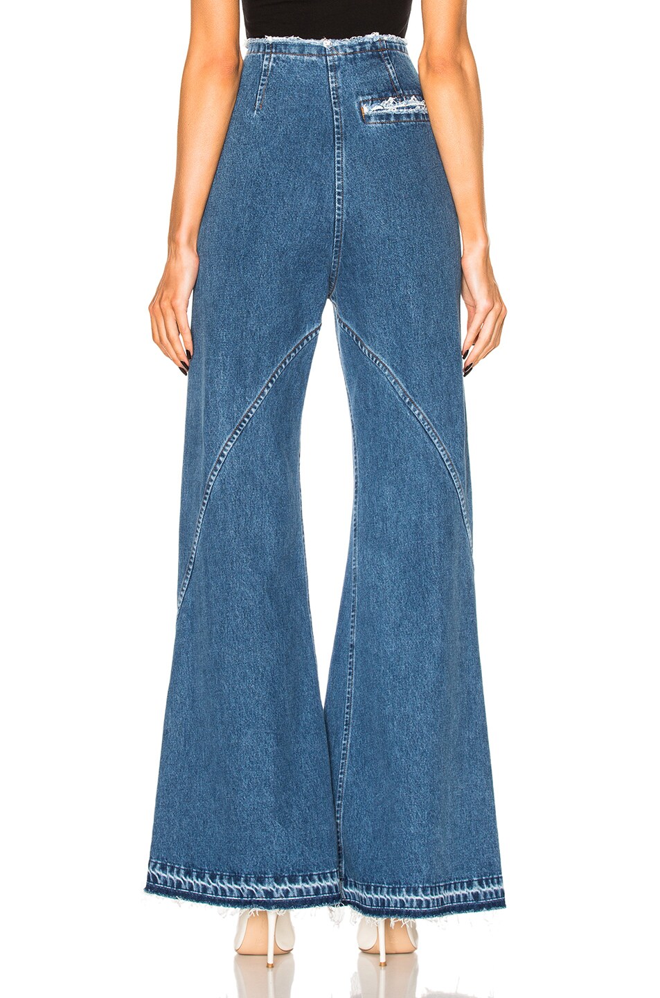 blue high waisted flared jeans