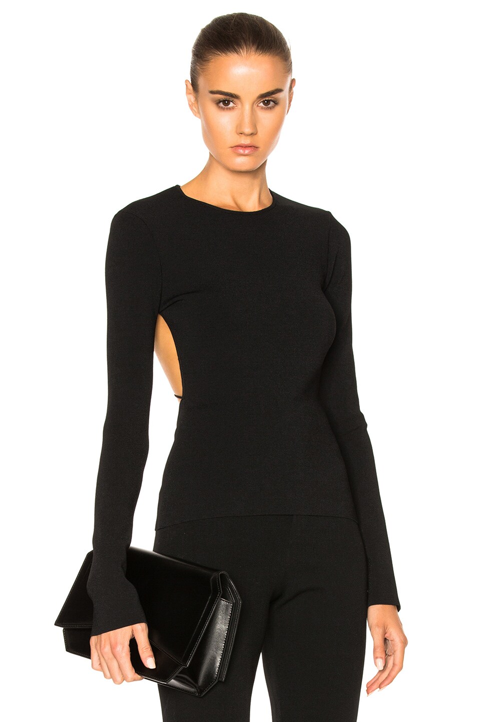 ESTEBAN CORTAZAR Open Back Ribbed Knit Mini Dress, Black | ModeSens