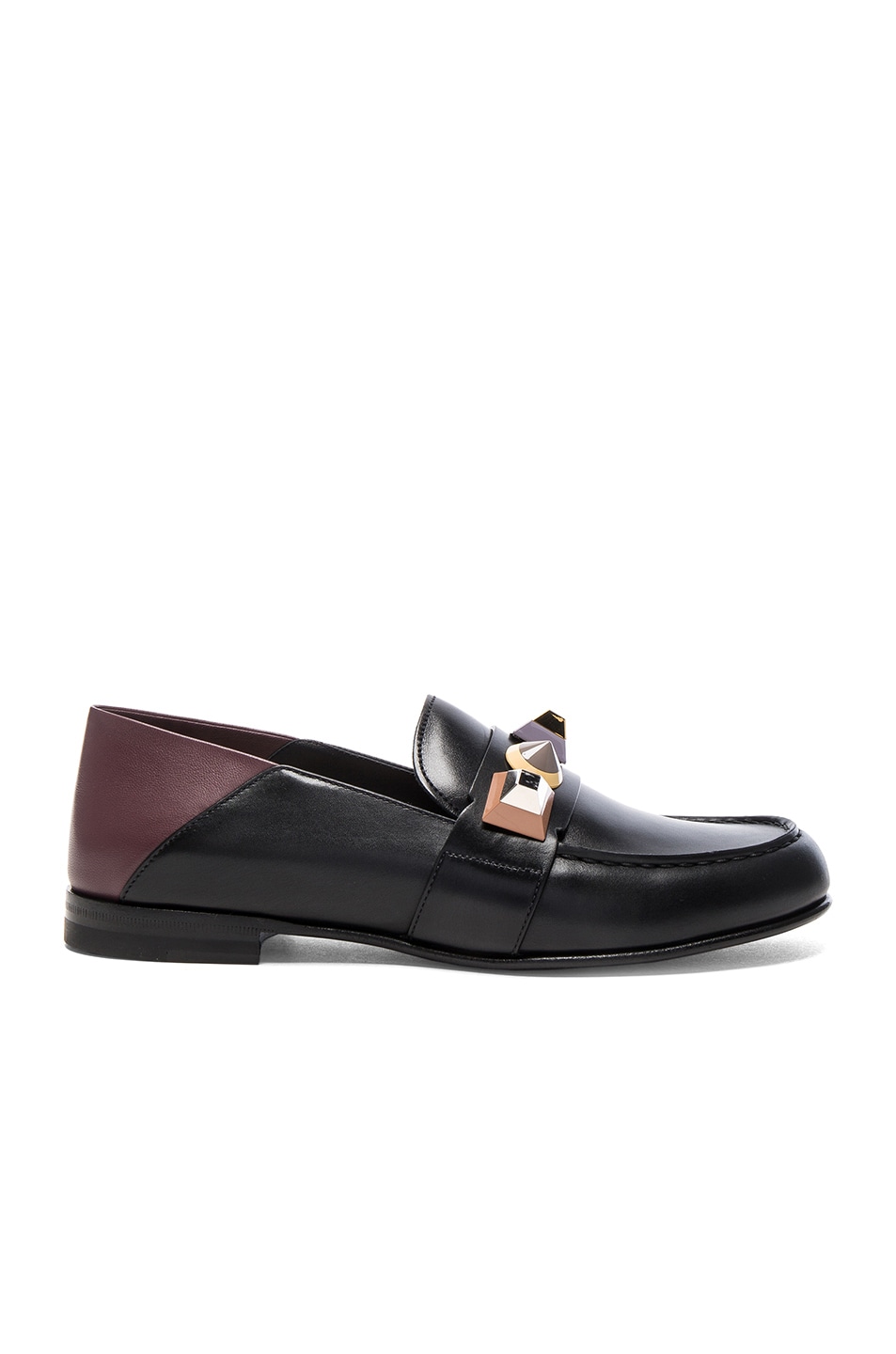 Fendi Rainbow Stud Leather Loafer, Nero/Bordeaux/Multi, Black ModeSens
