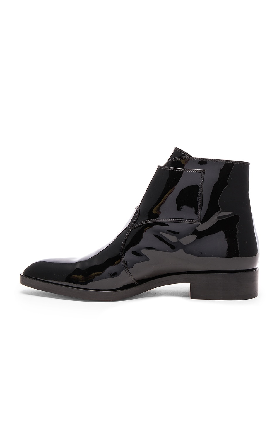 2 Stores In Stock: GIANVITO ROSSI Flat Patent Leather Ankle Boot, Black