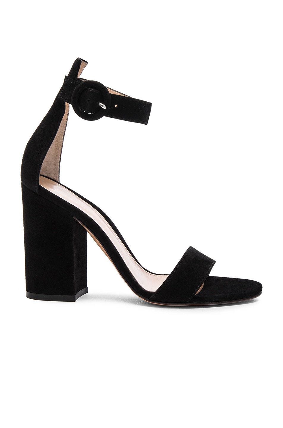 GIANVITO ROSSI Portofino Suede Block Heel Sandals, Black | ModeSens