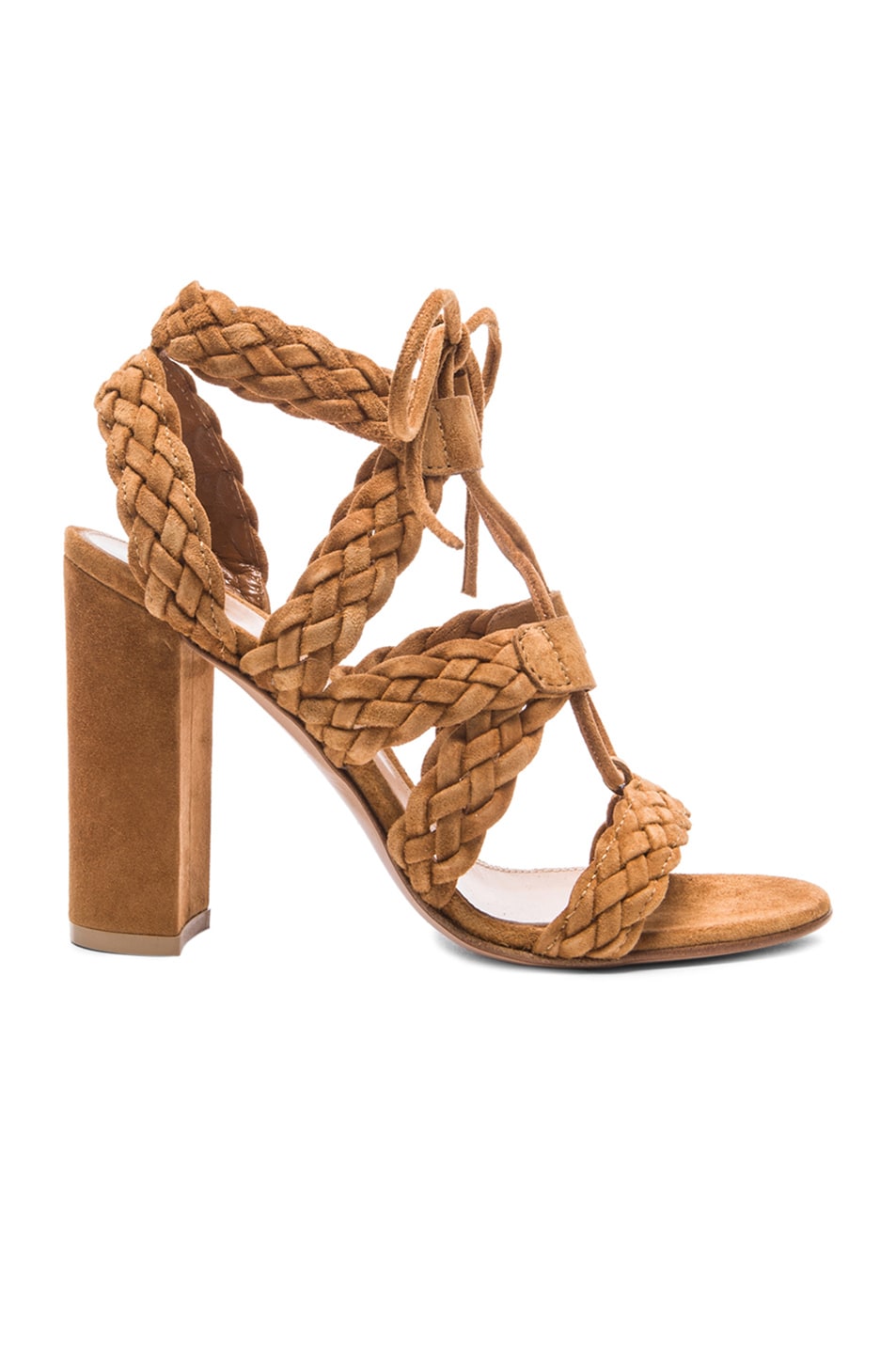 GIANVITO ROSSI SUEDE BRAIDED LACE-UP SANDAL, ALMOND | ModeSens