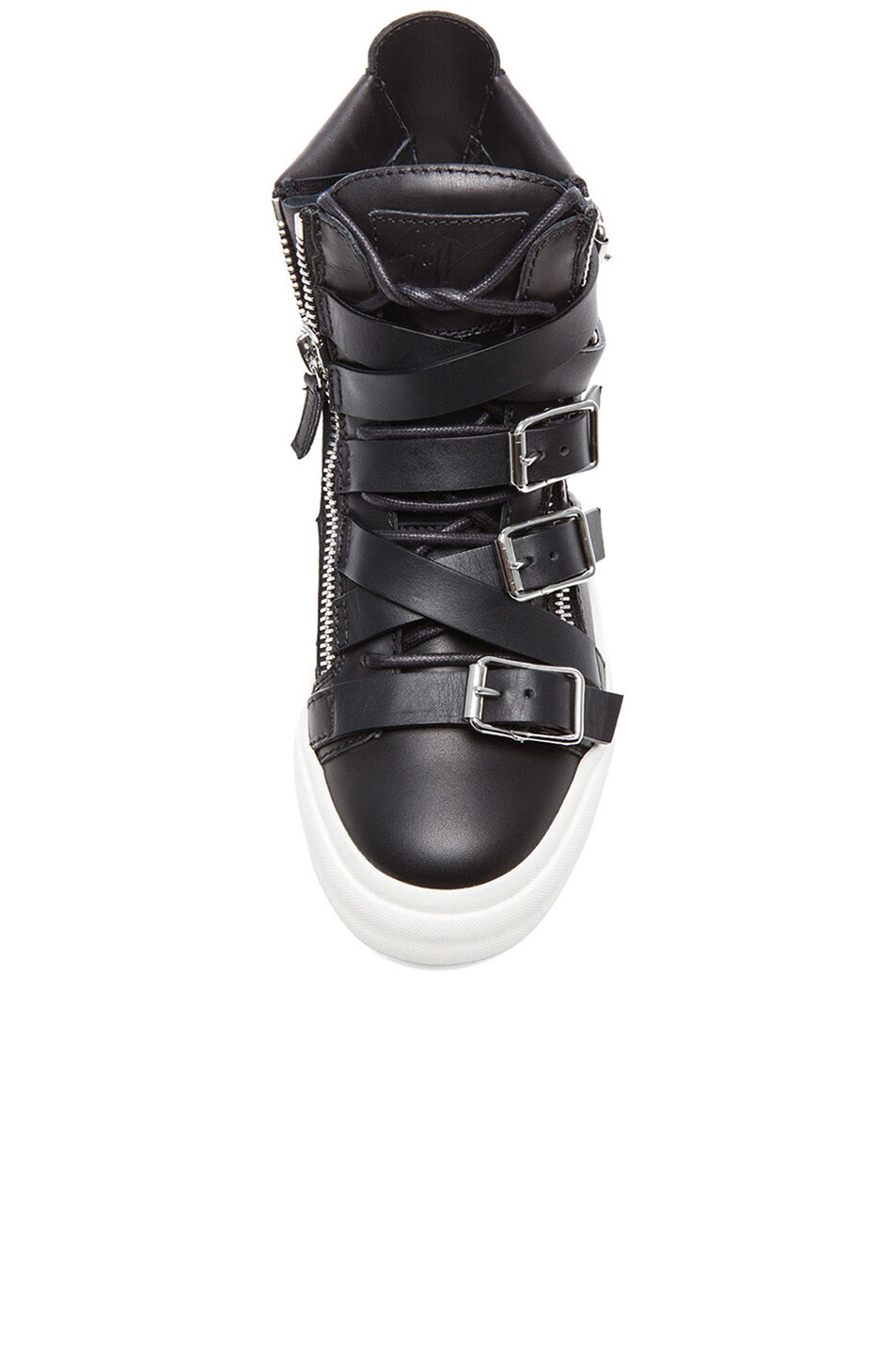 GIUSEPPE ZANOTTI London Buckles Leather Sneakers In Black