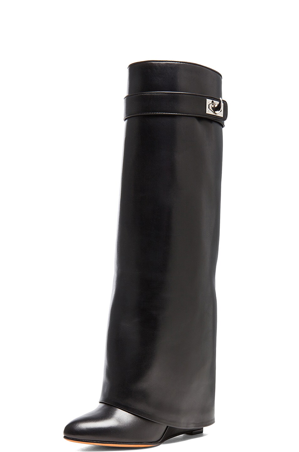 GIVENCHY Shark Lock Tall Leather Pant Boots In Black