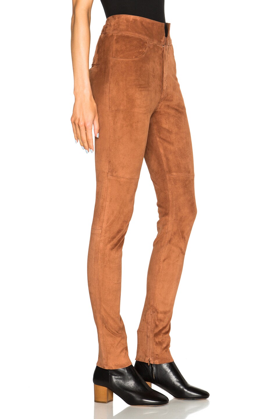 ISABEL MARANT High Waist Stretch Suede Pants, Chestnut | ModeSens