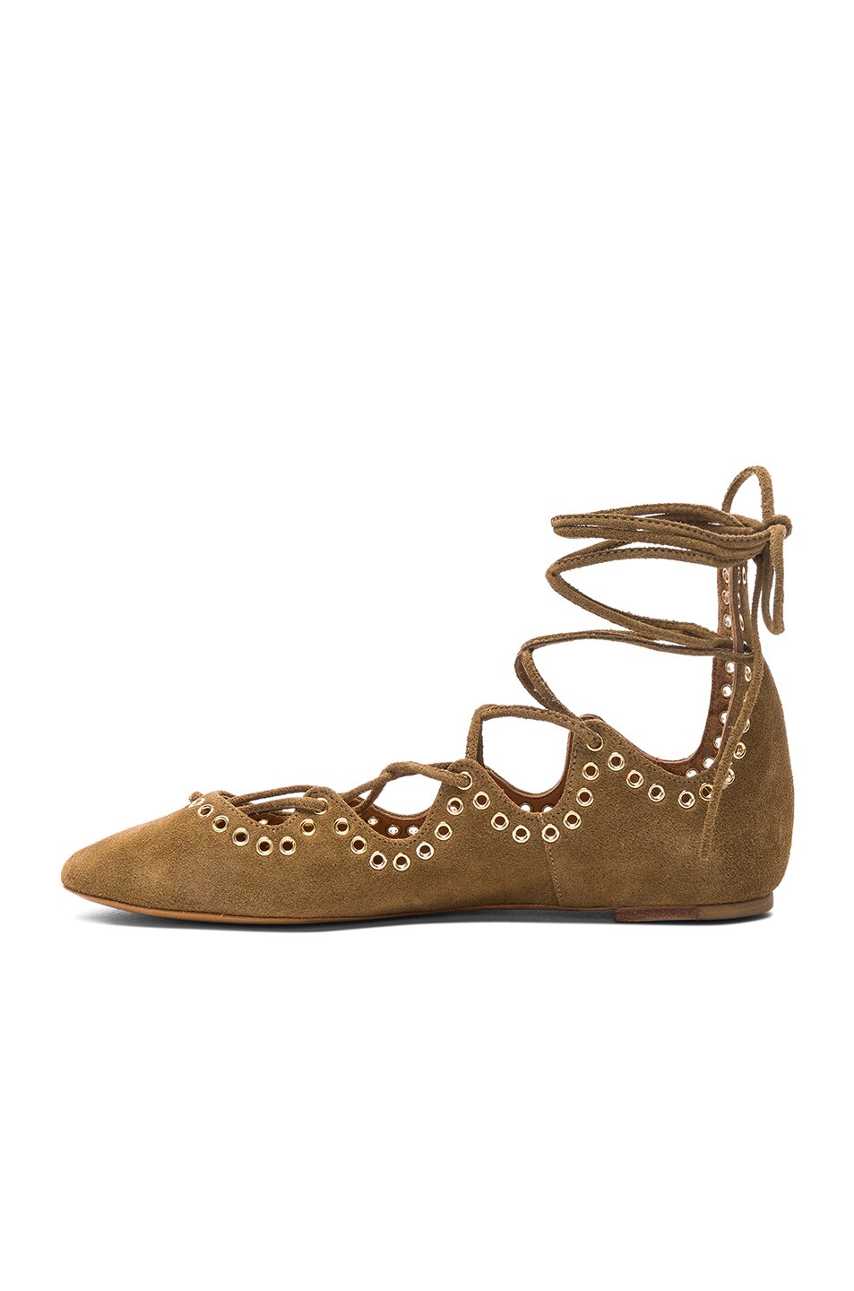 ISABEL MARANT 10Mm Leo Lace-Up Suede Ballerinas, Brown | ModeSens