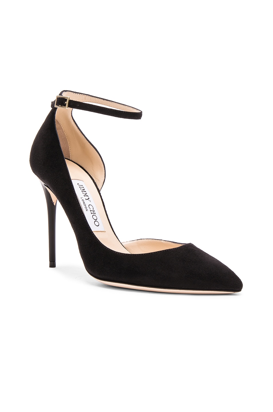 JIMMY CHOO Lucy 100 Black Suede Pointy Toe Pumps | ModeSens