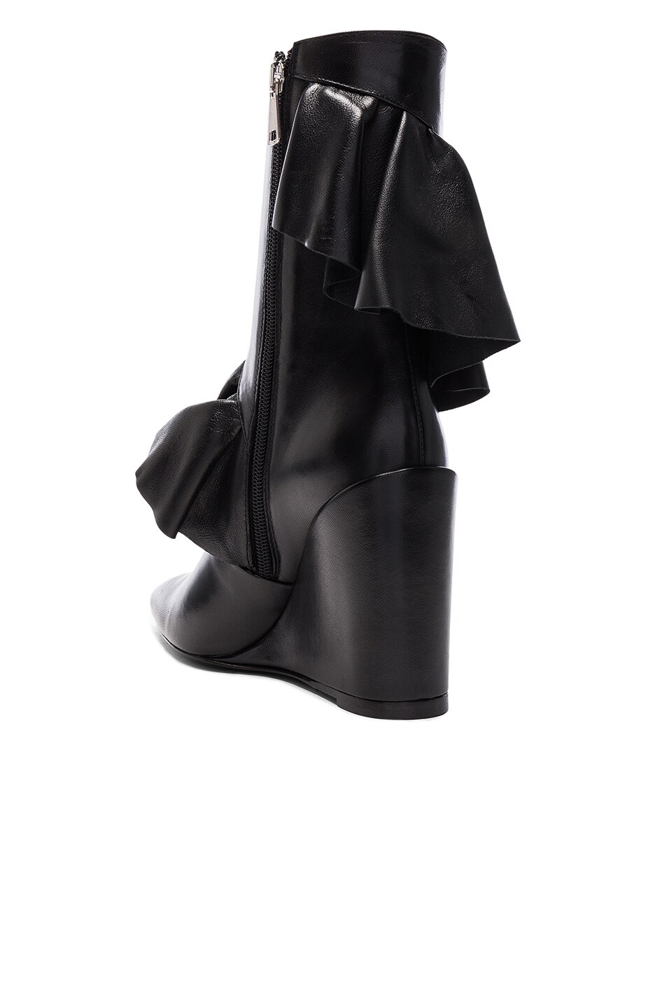 J.W.ANDERSON J.W. Anderson Mid Calf Leather Ruffle Boots In Black ...
