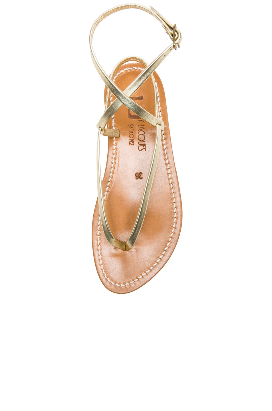 KJACQUES Delta Metallic Leather Ankle Strap Sandals