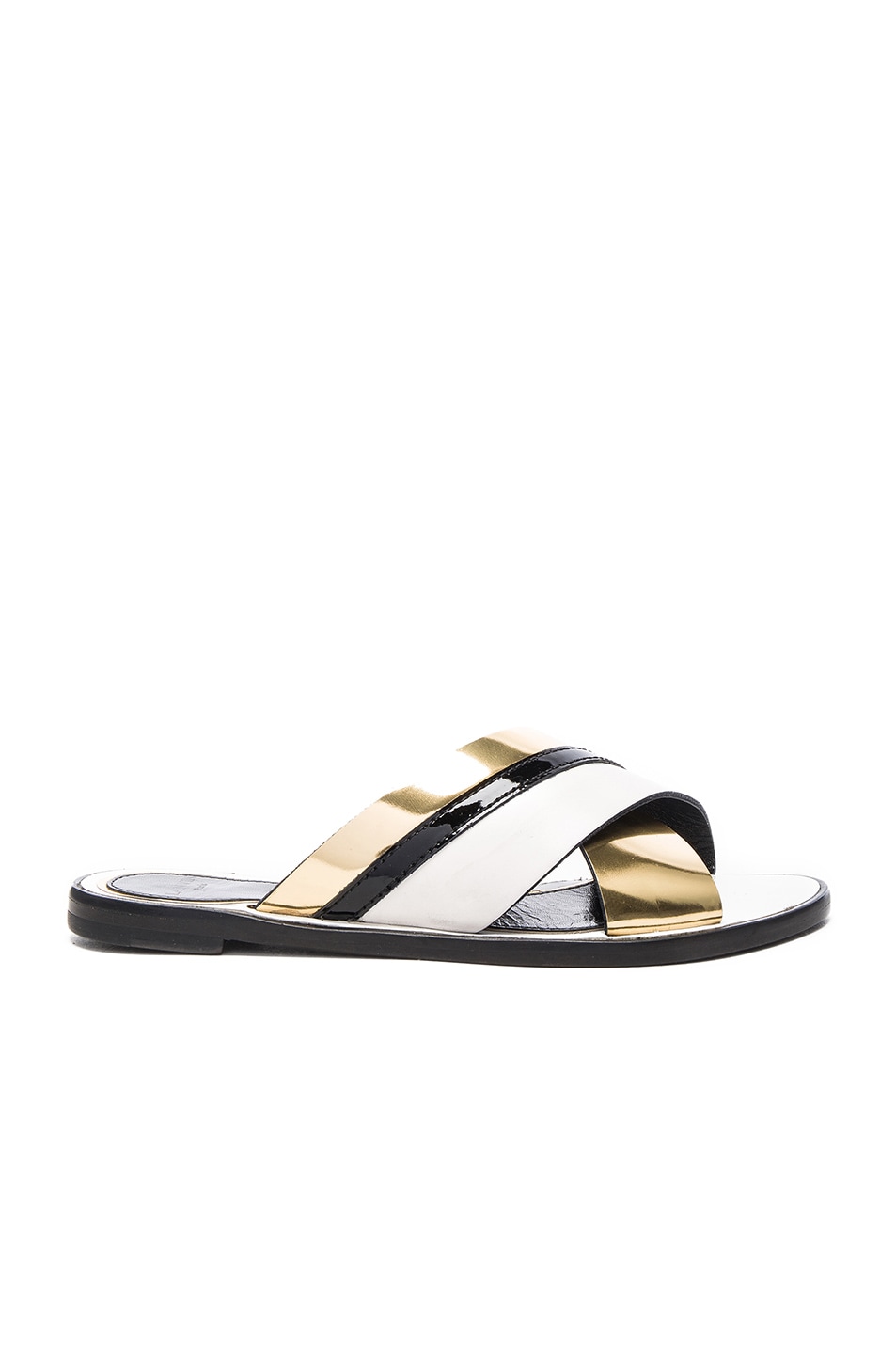 Lanvin Mirror Crisscross Flat Slide Sandal, Gold/Ivory In Gold/ Ivory | ModeSens
