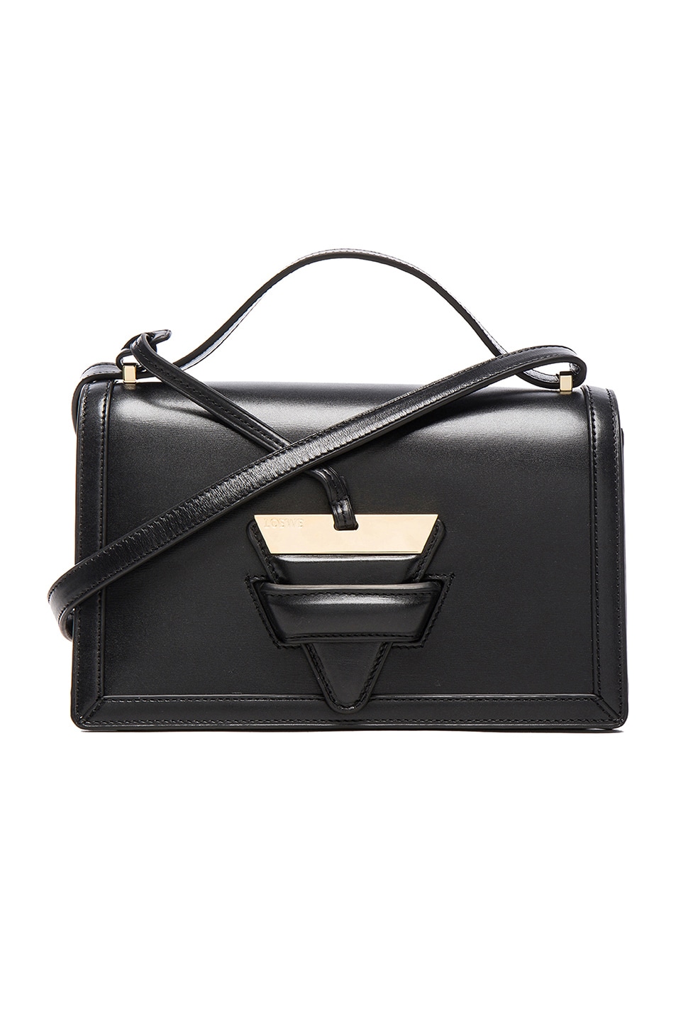LOEWE Barcelona 24 Box Leather Shoulder Bag, Black | ModeSens