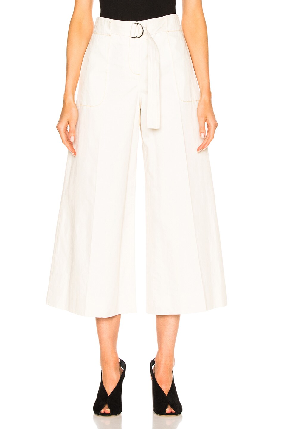MAISON MARGIELA COTTON LINEN PANTS IN NEUTRAL, WHITE.