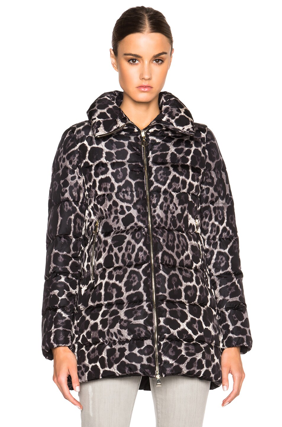 MONCLER Torcelle Leopard Print Coat in Black | ModeSens