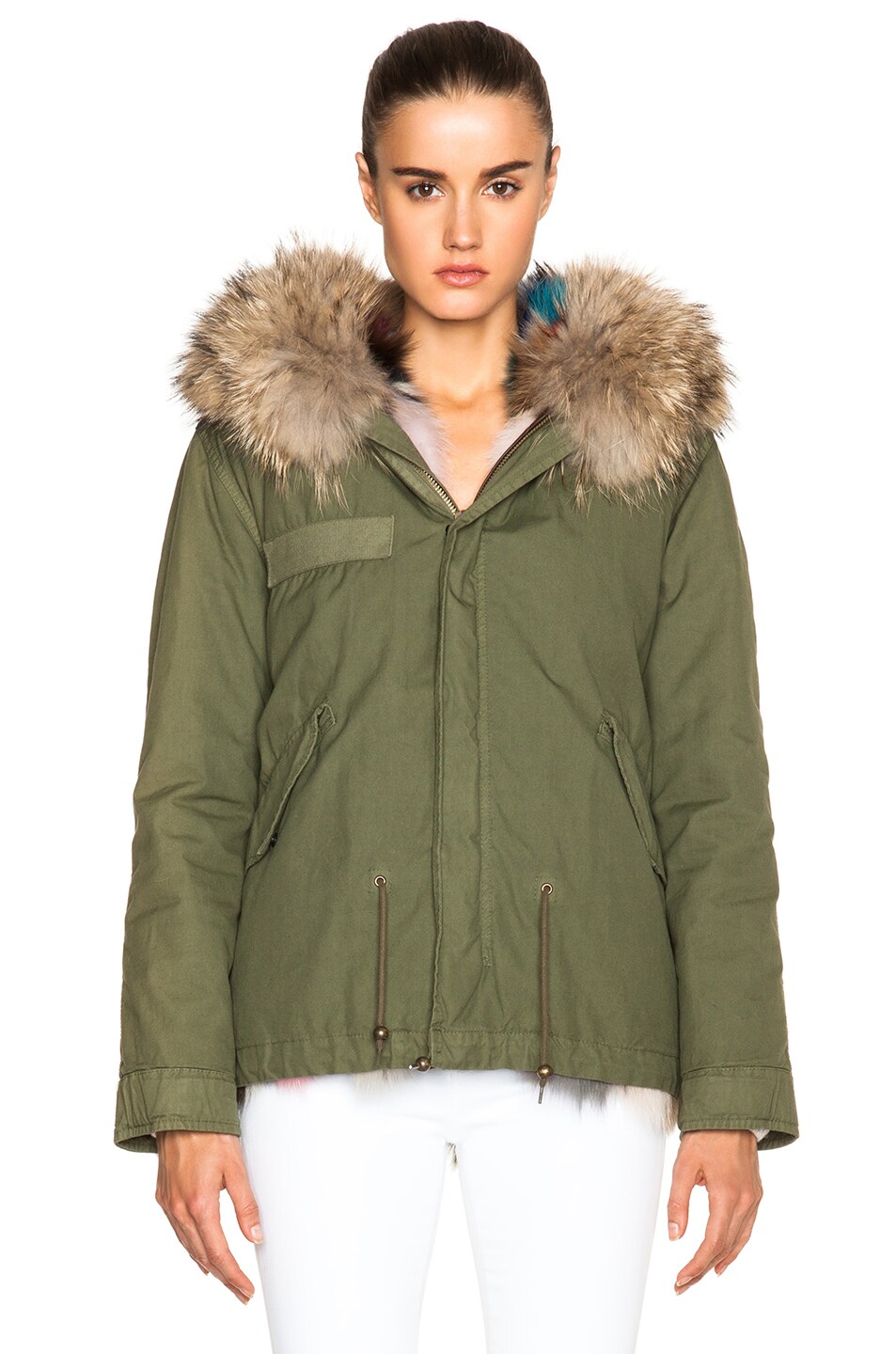 MR & MRS ITALY Mini Fox Army Parka With Fox & Raccoon Fur In Green. in ...